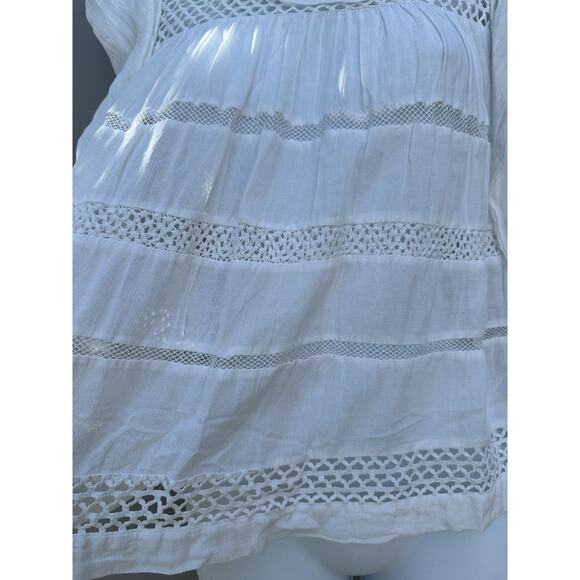 Isabel Marat Etoile White Boho Lace Crochet Blouse Top Sz 38 /M Romantic Cottage - Picture 8 of 13